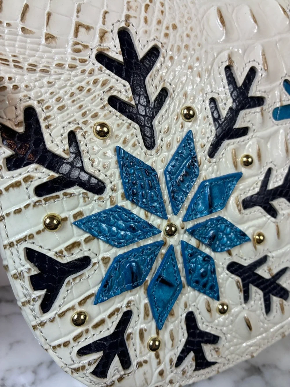 Brahmin Snowball Snowdrift Melbourne Shayna Croc Embossed Shoulder Bag ❄️ ❄️ - Picture 4 of 11